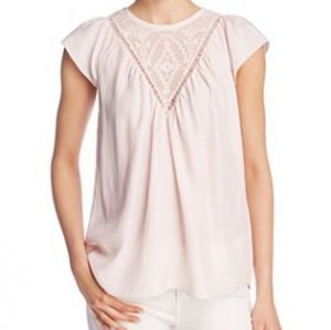 Rebecca Taylor Embroidered Inset Silk Top